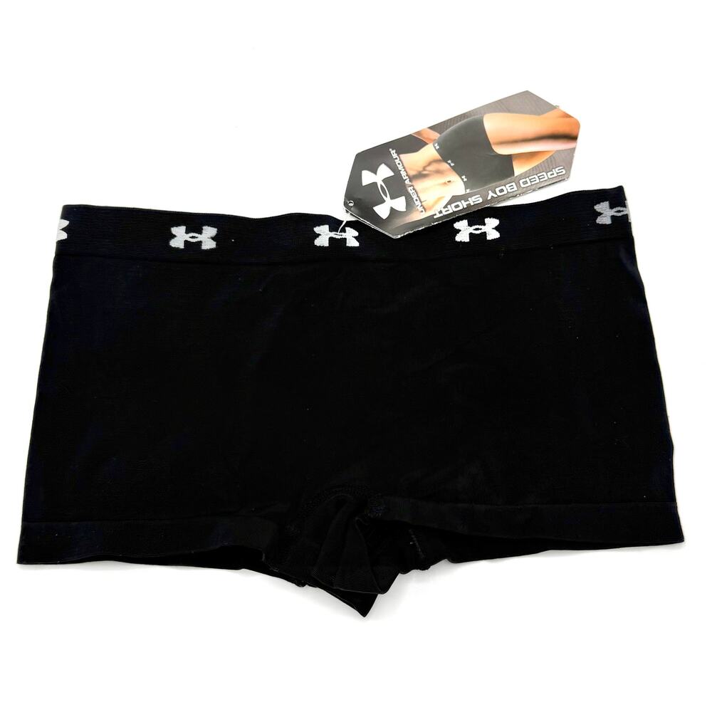2 Pair Under Armour Black Seamless Speed Boy Shorts Women’s SM NWT Stretch - Picture 7 of 8